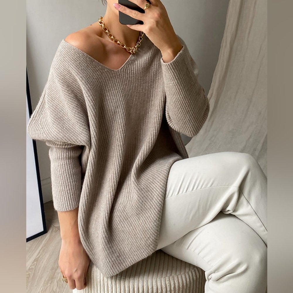 Charli 8.00PM V-Neck Knit Sweater Camel
